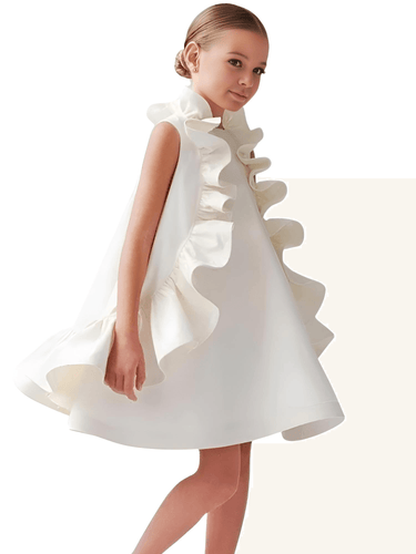 Girl's White Sleeveless Dress Children's White Leaf Dress Birthday Wedding Baby Baptism Boutique Dress, Drestiny, Dresses, Knee Length Dresses, White Dress, Sleeveless, 3T, 5T, 4T, 6-7T, 8-9T, White, United States, USA, Canada, Australia, New Zealand, United Kingdom, UK, girls white summer dress, white sleeveless dress for girls, girls white party dress, girl's, 
 shopdrestiny.com,